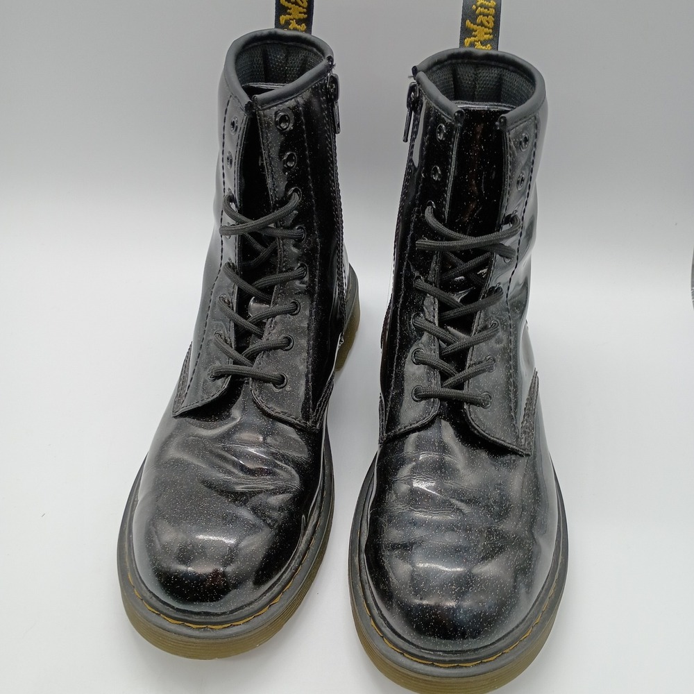 Dr. Martens 1460 Glitter Black Patent Leather Lace Up Zip Boots Womens 7 - Picture 5 of 9